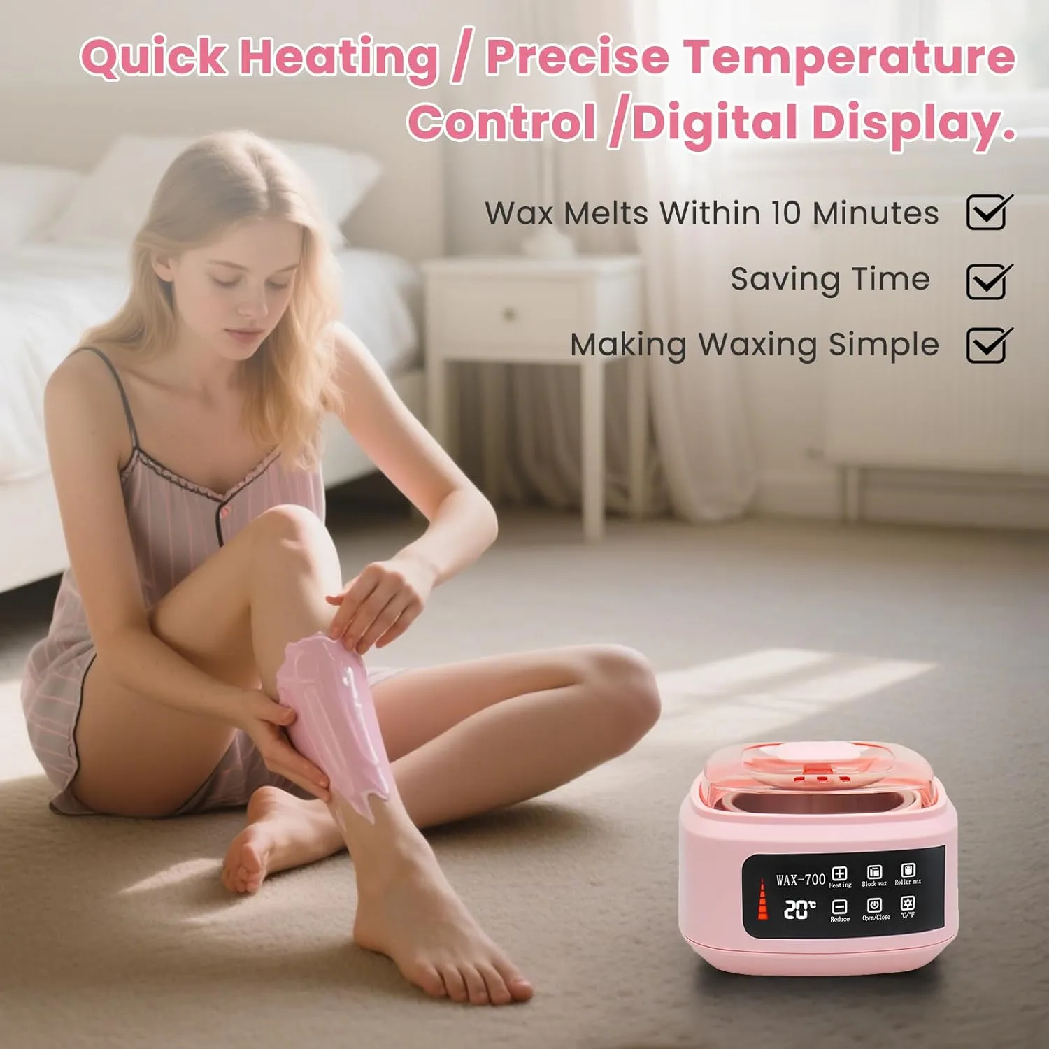 Women's and Men's Hair Removal Set 500ml Touchscreen Wax Heater, Brazil/Full Body/Bikini/Hair Removal Hard Wax Beads, including 66 accessory combinations, suitable for families, salons, and beginners