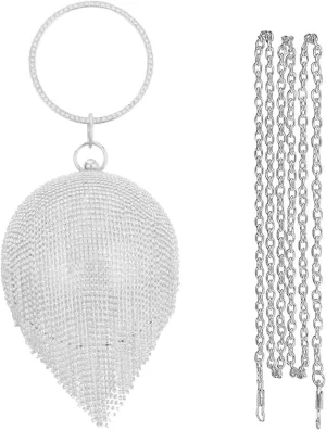 Women's Evening Handbag Round Ball Crystal Clutch Purse Sparkly Sequin Glitter Shoulder Bag