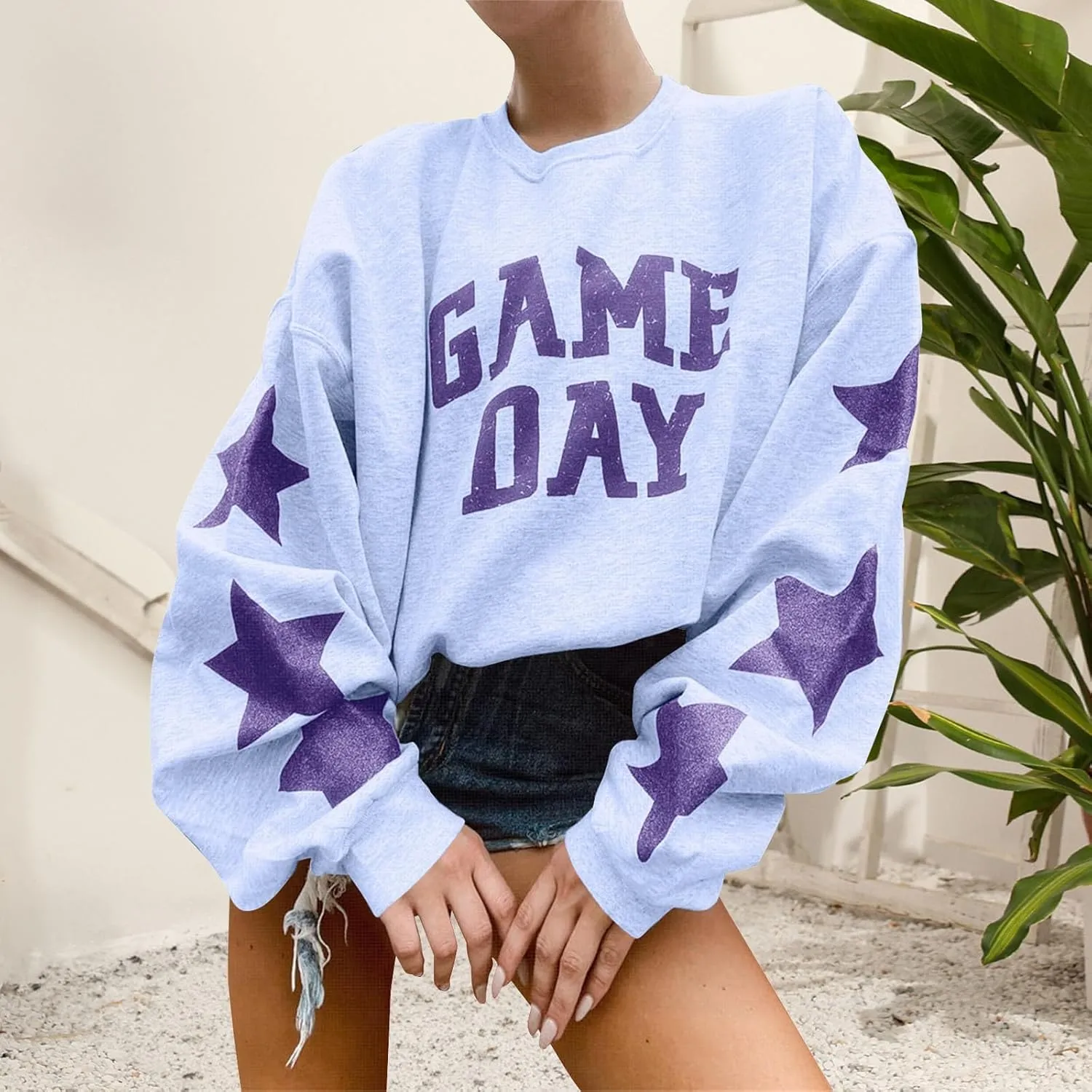 Womens Football Sequin Y2k Sweatshirt Crewneck Letter Graphic Pullover Long Sleeve Sweatshirt for Women 2024