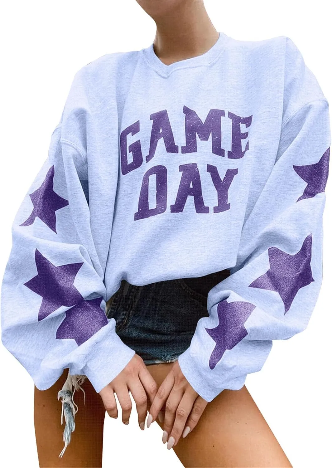 Womens Football Sequin Y2k Sweatshirt Crewneck Letter Graphic Pullover Long Sleeve Sweatshirt for Women 2024