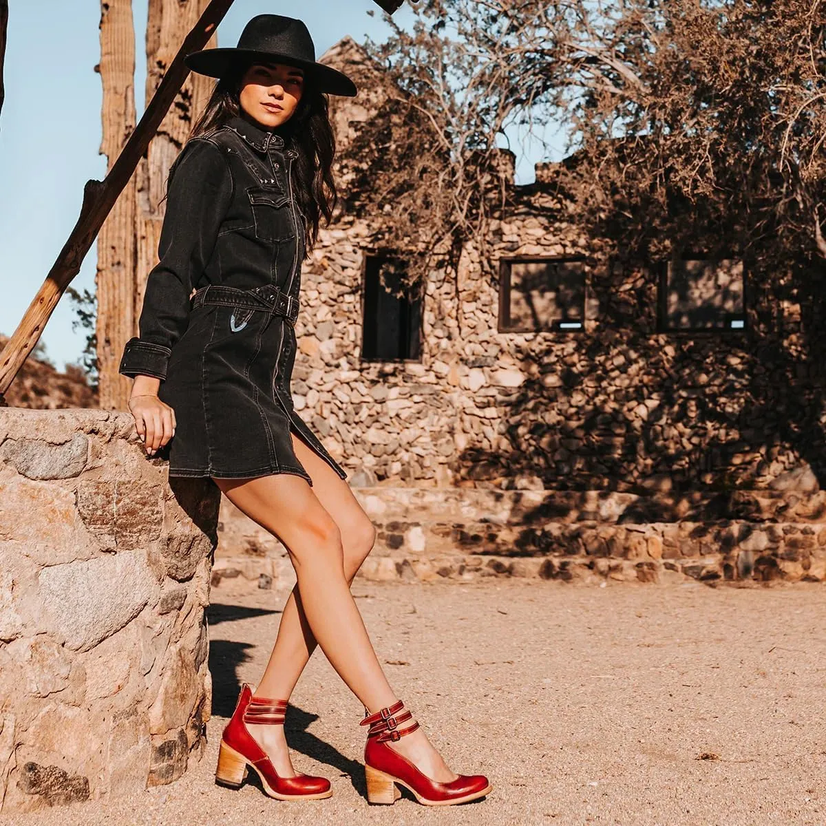 Womens Leather Ankle Strap High Heel Pumps Vintage Style Block Heel Mary Jane Shoes with Adjustable Buckles Round Toe Back Zipper Pumps for Women