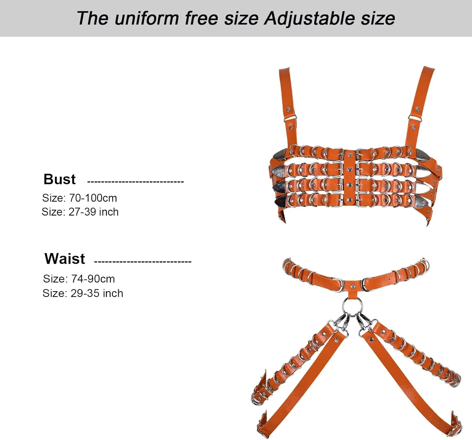 Women's Leather Body Harness Bra Garter Belt Set Punk Gothic Dance Carnival Costume Accessories