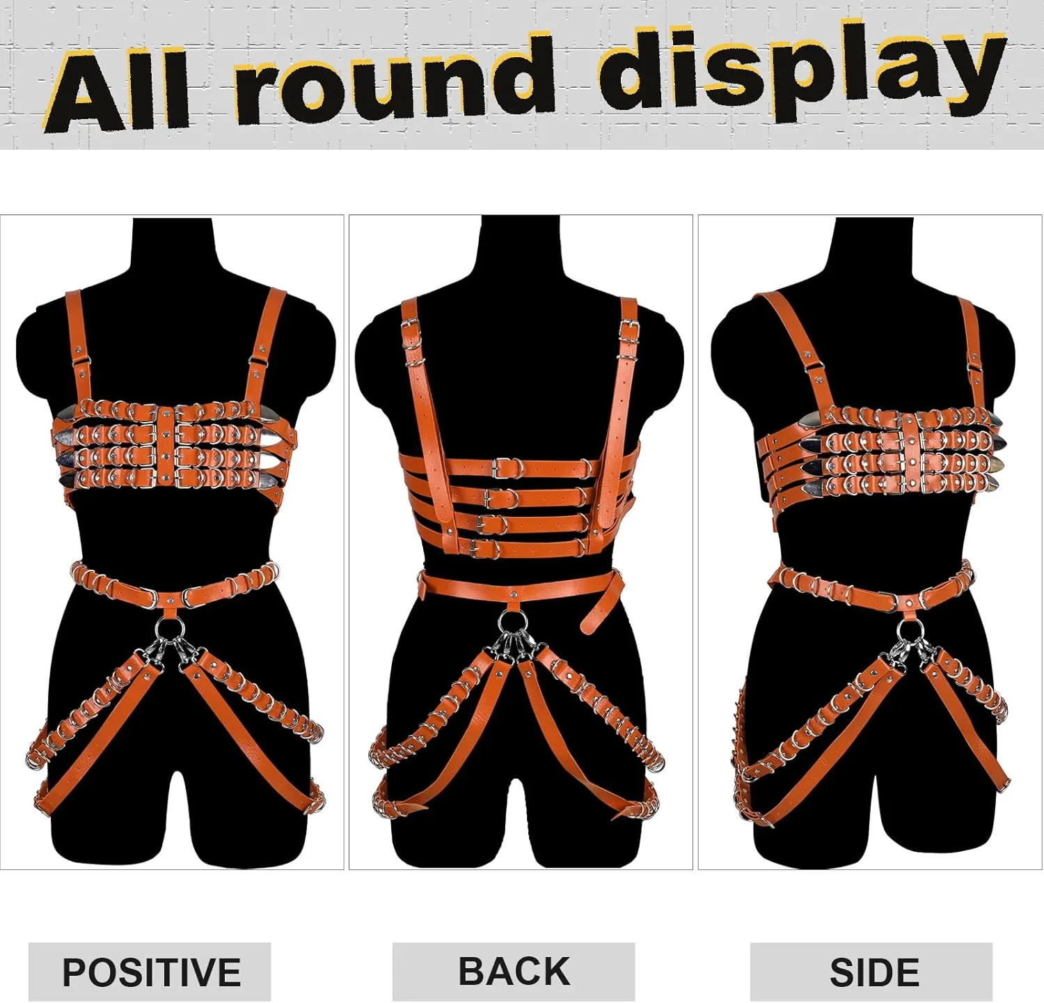 Women's Leather Body Harness Bra Garter Belt Set Punk Gothic Dance Carnival Costume Accessories