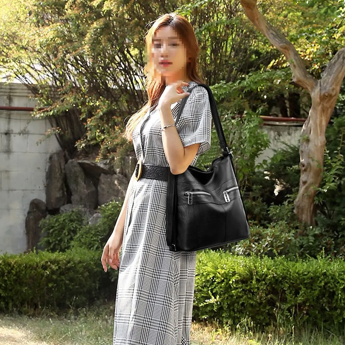 Women’s Leather Shoulder Handbags Hobo Totes Top Handle Bag Satchel and Purse for Ladies