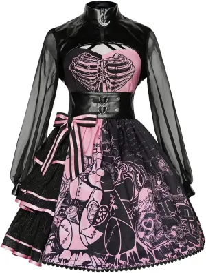 Women's Lolita Dress Gothic Punk Skirt Halloween Costume
