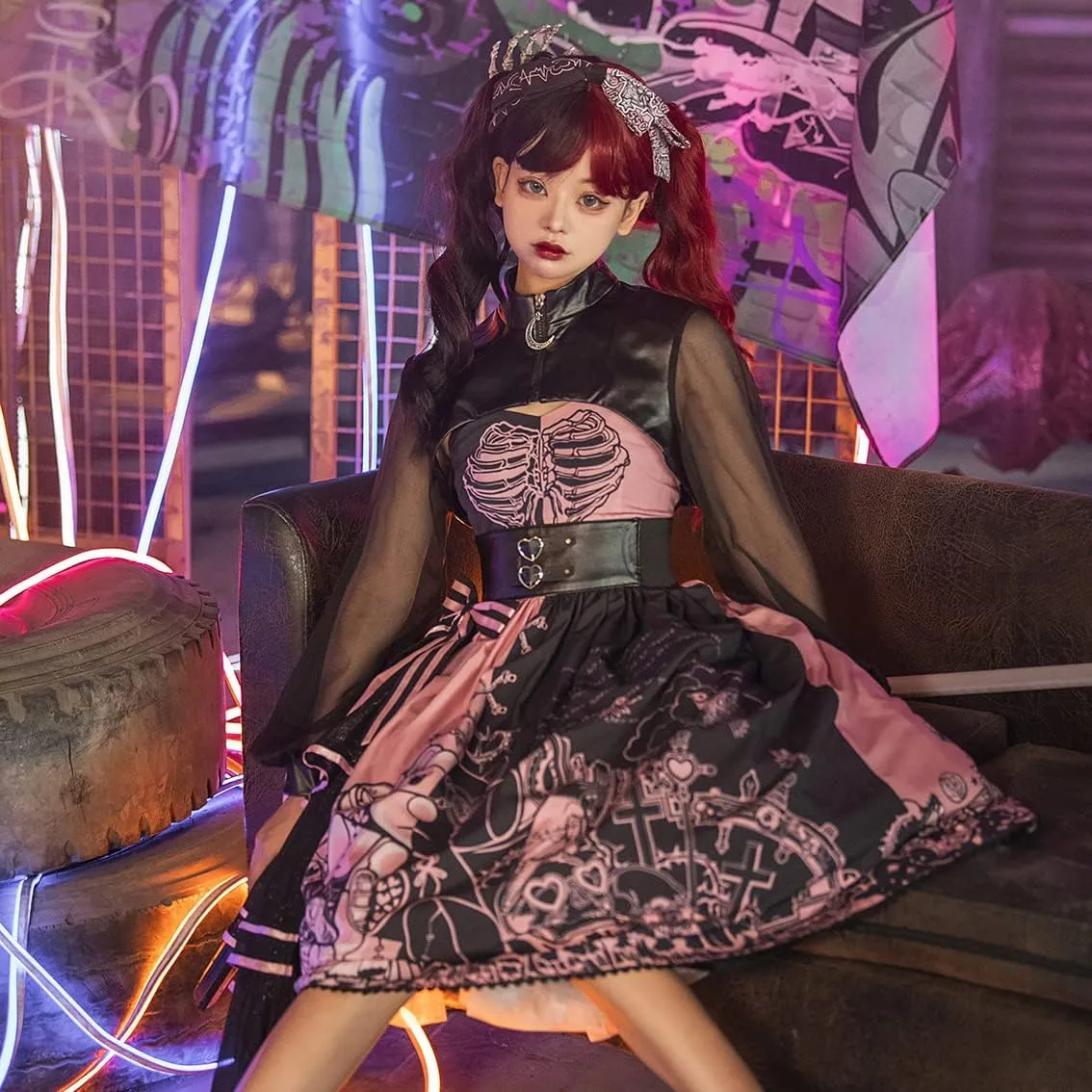 Women's Lolita Dress Gothic Punk Skirt Halloween Costume