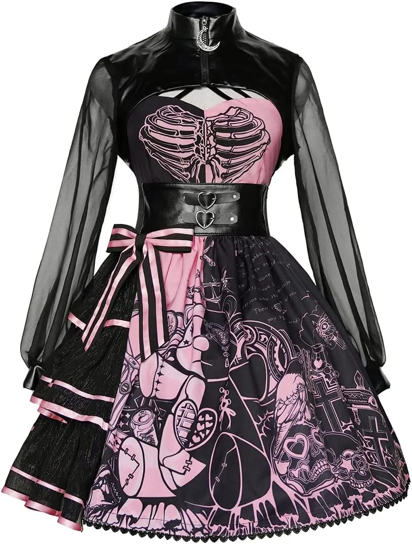 Women's Lolita Dress Gothic Punk Skirt Halloween Costume
