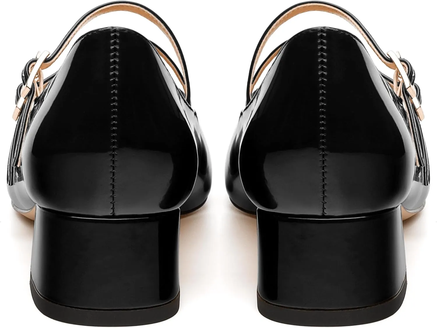Womens Mary Jane Pumps, Square Toe Low Block Heel Pumps for Women, Leather Insloe Comfort Daily Two Straps Mary Janes 1.3"