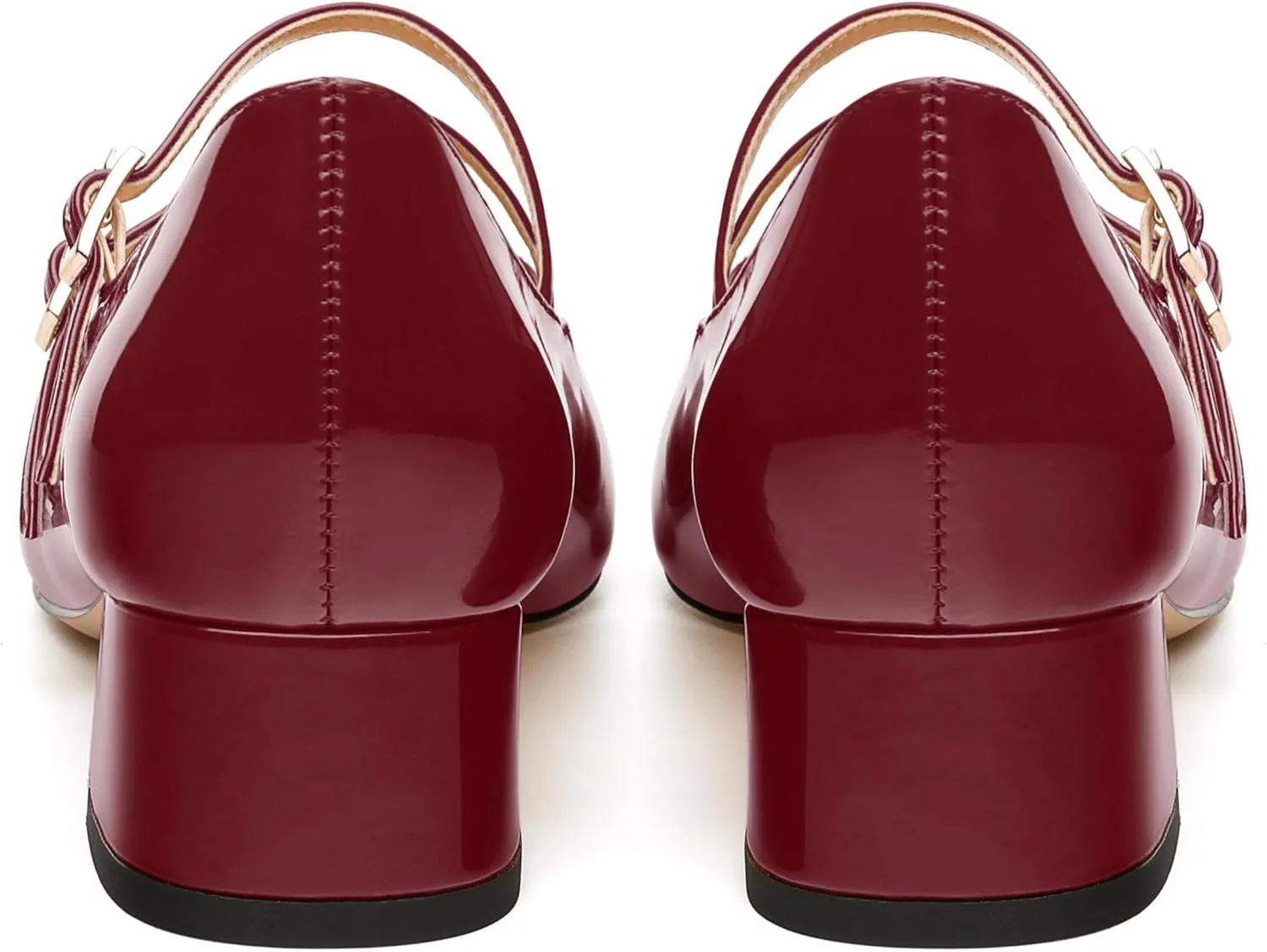 Womens Mary Jane Pumps, Square Toe Low Block Heel Pumps for Women, Leather Insloe Comfort Daily Two Straps Mary Janes 1.3"