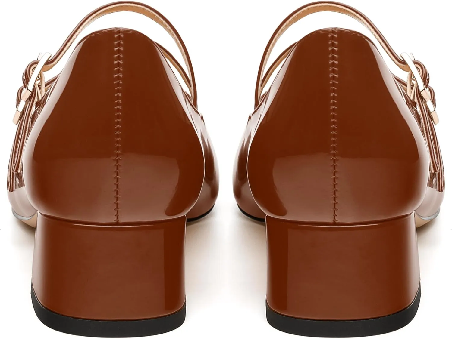 Womens Mary Jane Pumps, Square Toe Low Block Heel Pumps for Women, Leather Insloe Comfort Daily Two Straps Mary Janes 1.3"