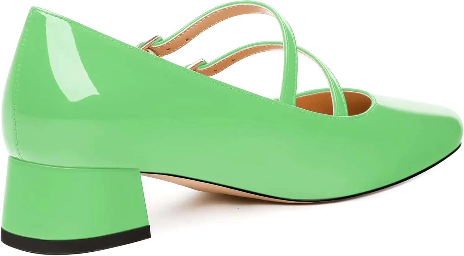 Womens Mary Jane Pumps, Square Toe Low Block Heel Pumps for Women, Leather Insloe Comfort Daily Two Straps Mary Janes 1.3"