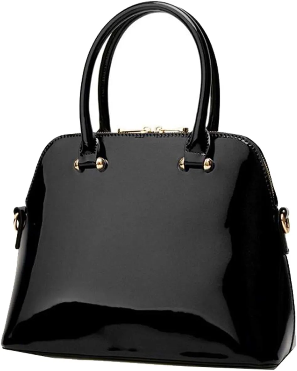 Women's Patent Leather Totes Elegant Handbag Evening Bag Top Handle Purse Shell Bag Church Purse
