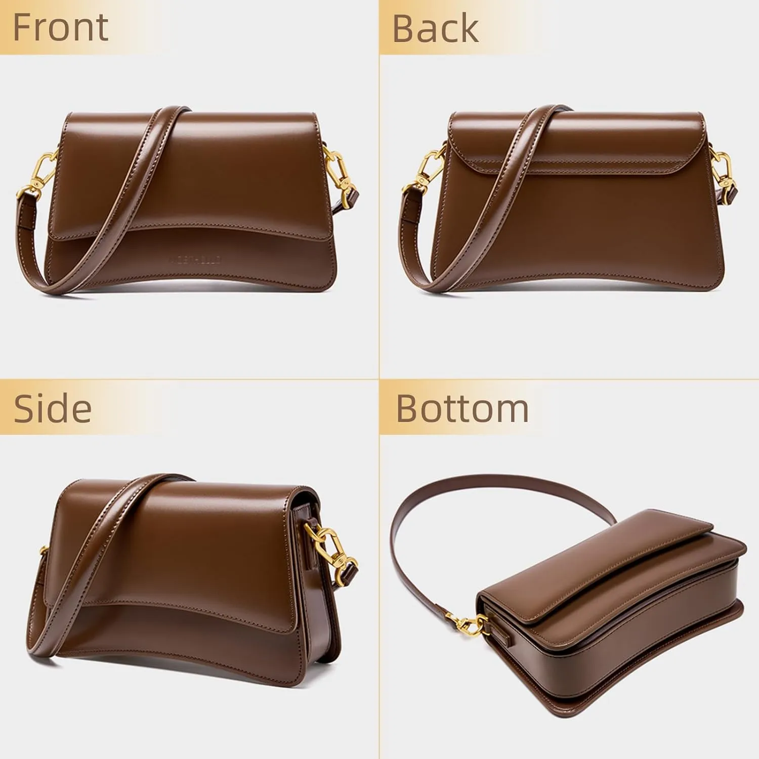 women's shoulder bag, cowhide crossbody bag, vintage leather crossbody bag, armpit bag, adjustable strap bag