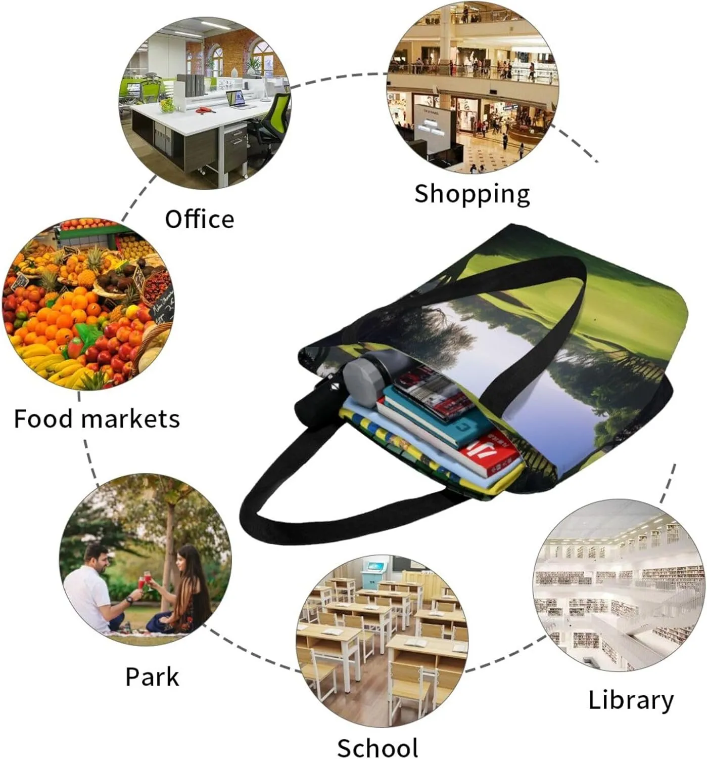 Women's Shoulder Bag with Karate Boy Vector Changeable Belt Color Printed Handbag Tote Bag Shopping Bags