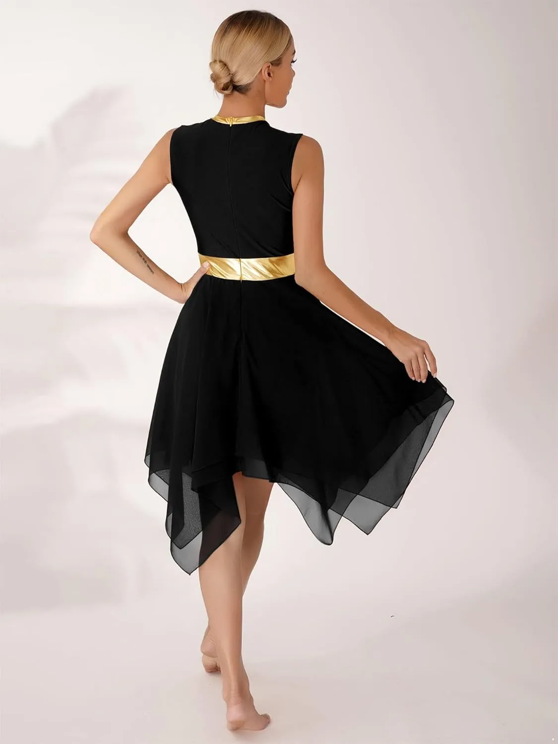 Womens Sleeveless Praise Dance Costume Irregular Hem Church Worship Dance Tunic Overlays