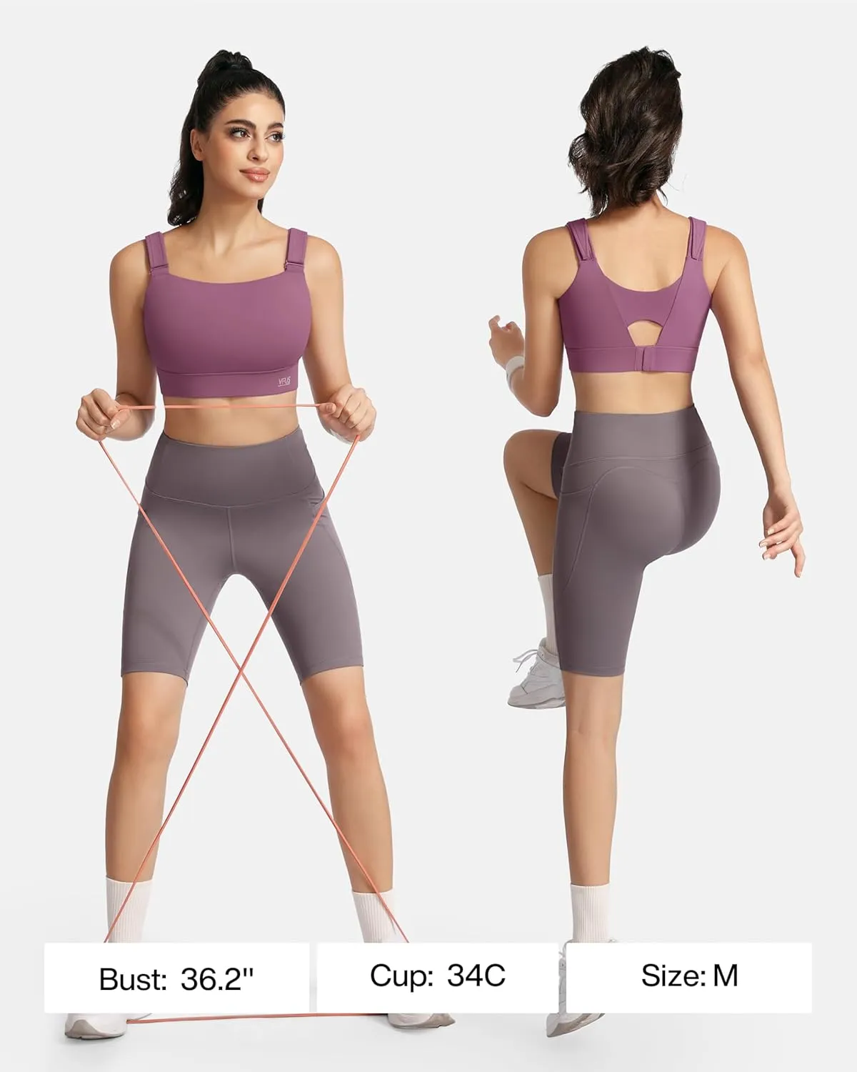 Women's Sports Bra Wirefree Adjustable Medium-High Support Everyday Wear for Large Bust Plus Size with Removable Pads