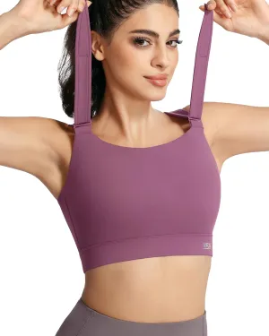 Women's Sports Bra Wirefree Adjustable Medium-High Support Everyday Wear for Large Bust Plus Size with Removable Pads