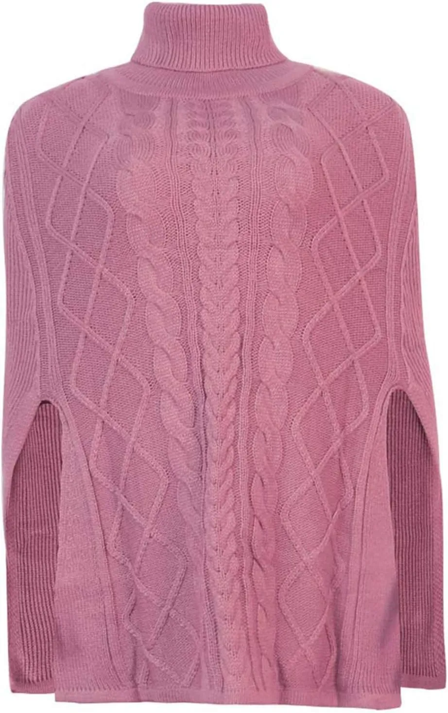 Women's Turtleneck Sweaters Chunky Cable Knit Pullover 2023 Fall Fashion Side Slit Poncho Sweater Shawl Top
