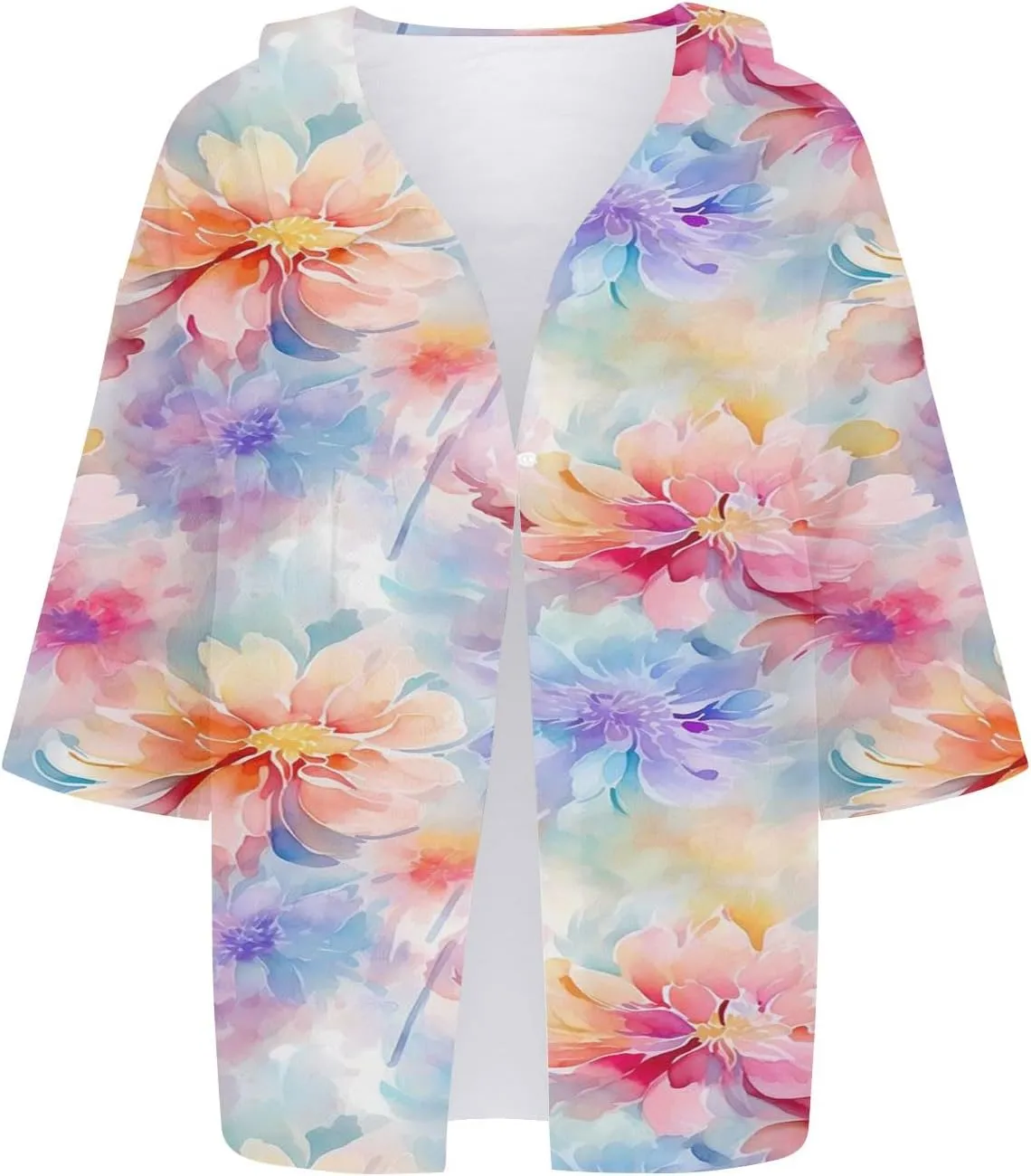 Womens V Neck Blouses Tops Women's Floral Butterfly Print Natural Autumn Casual Long Sleeve Loose Fit Collared White