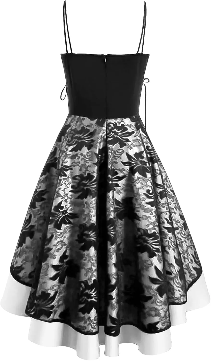 Women’s Vintage Steampunk Dress Spaghetti Strap Bandage Dresses Floral Lace High Low Dress Lolita Halloween Costumes