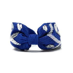 Women's Zig Zag Crinkle Satin Headband, Handmade, Blue