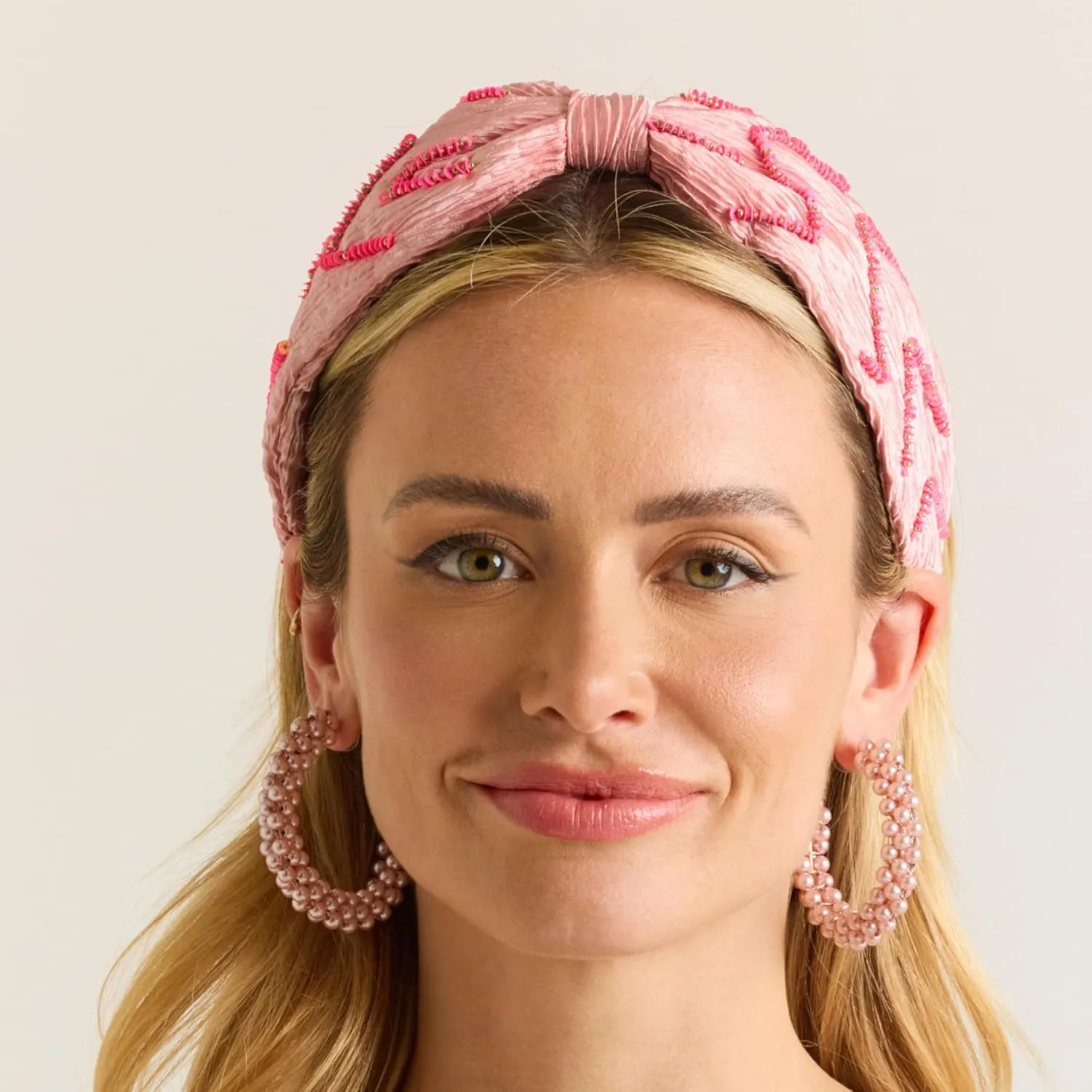 Women's Zig Zag Crinkle Satin Headband, Handmade, Blue