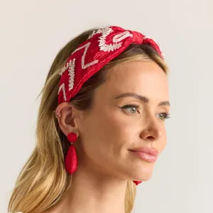 Women's Zig Zag Crinkle Satin Headband, Handmade, Navy