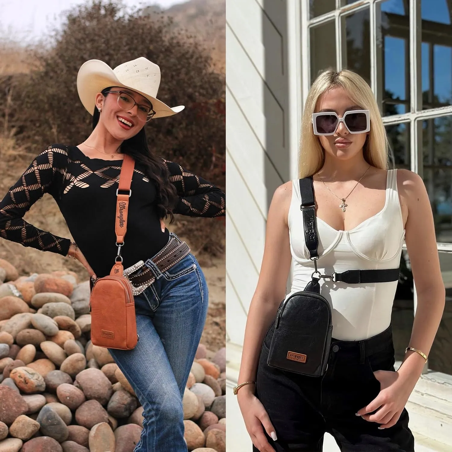 Wrangler Small Crossbody Sling Bags for Women Fanny Packs Chest Bag for Travel Gift