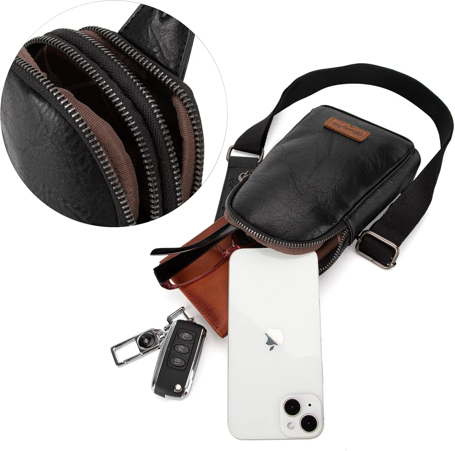 Wrangler Small Crossbody Sling Bags for Women Fanny Packs Chest Bag for Travel Gift