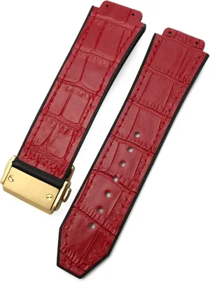 Wrist Straps Stainless Steel Butterfly Silicone Watch Men Genuine Leather with Metal Buckle Silicone Bracelets