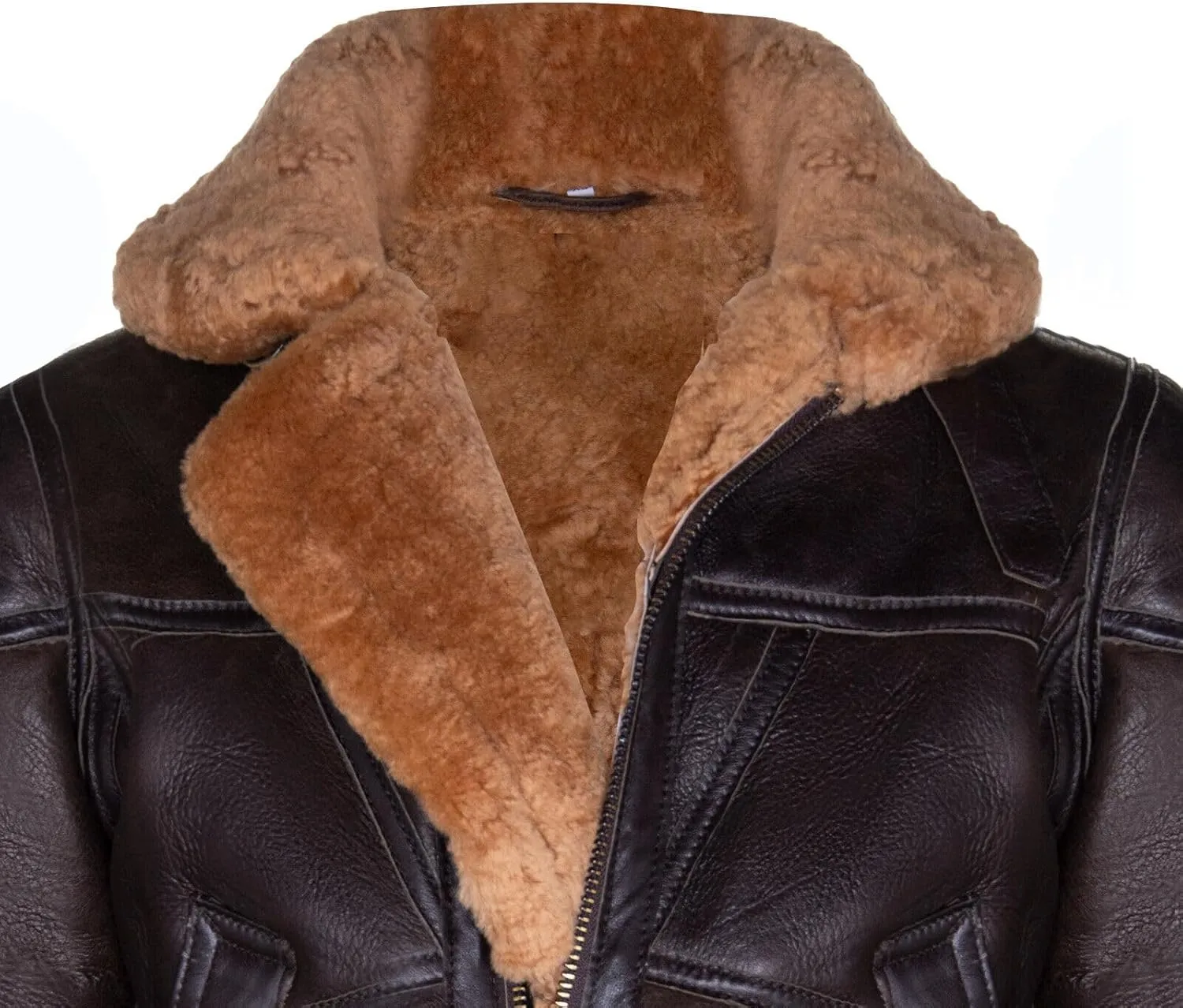 WWII Womens RAF Brown Ginger Sheepskin Aviator Flying Leather Jacket
