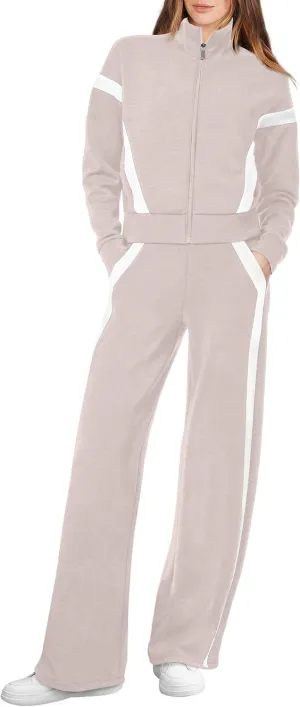 XIEERDUO Lounge Sets for Women 2025 Sweatsuit 2 Piece Outfits Sweatshirt Wide Leg Sweatpant Tracksuit Matching Set