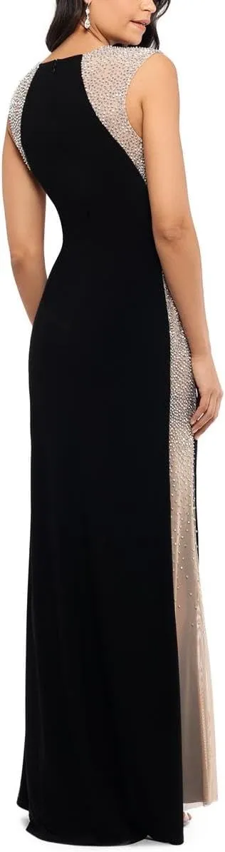Xscape Women's Long Ity Dress with Caviar Bead Sides