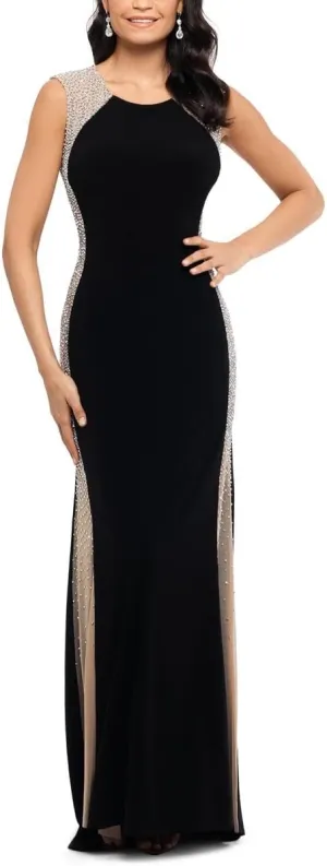 Xscape Women's Long Ity Dress with Caviar Bead Sides