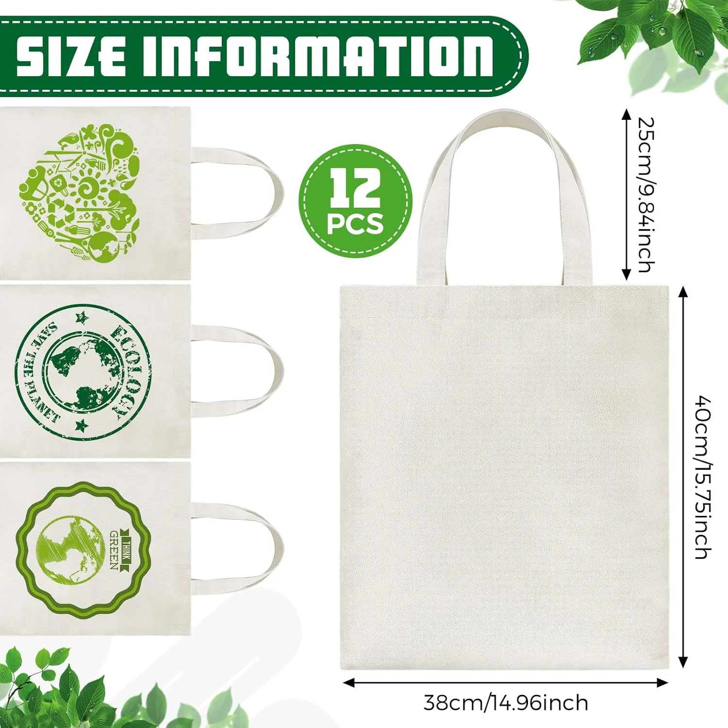 Xuniea Sublimation Polyester Tote Blank Cloth Bag Blank Grocery Bags 15 x 16'' for DIY Customization Crafting and Decorating