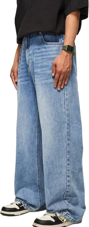Y2k Baggy Jeans for Men Hip Hop Vintage Demin Pants Harajuku Plain Skater Jeans Loose Fit Dance Skateboard Pants