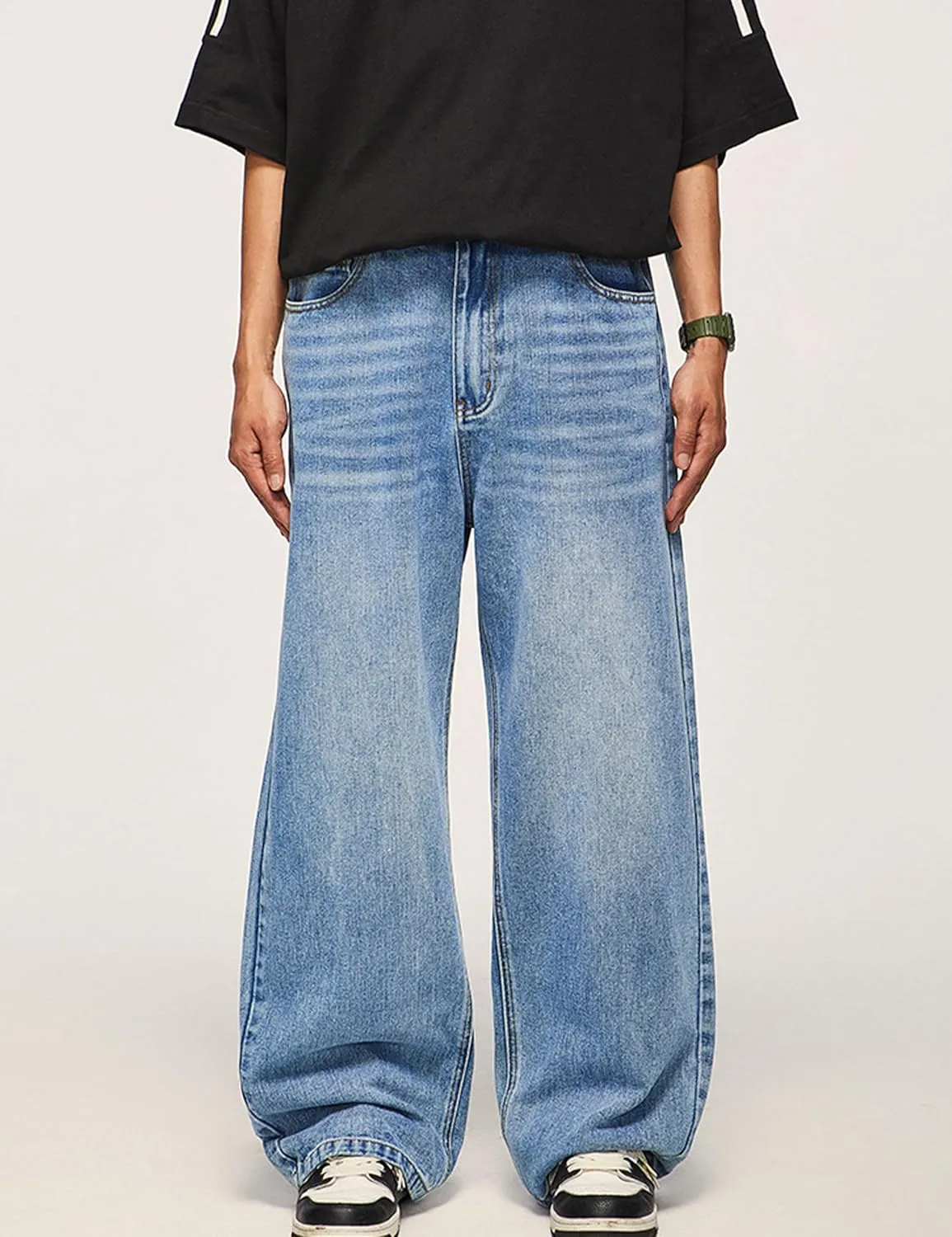 Y2k Baggy Jeans for Men Hip Hop Vintage Demin Pants Harajuku Plain Skater Jeans Loose Fit Dance Skateboard Pants