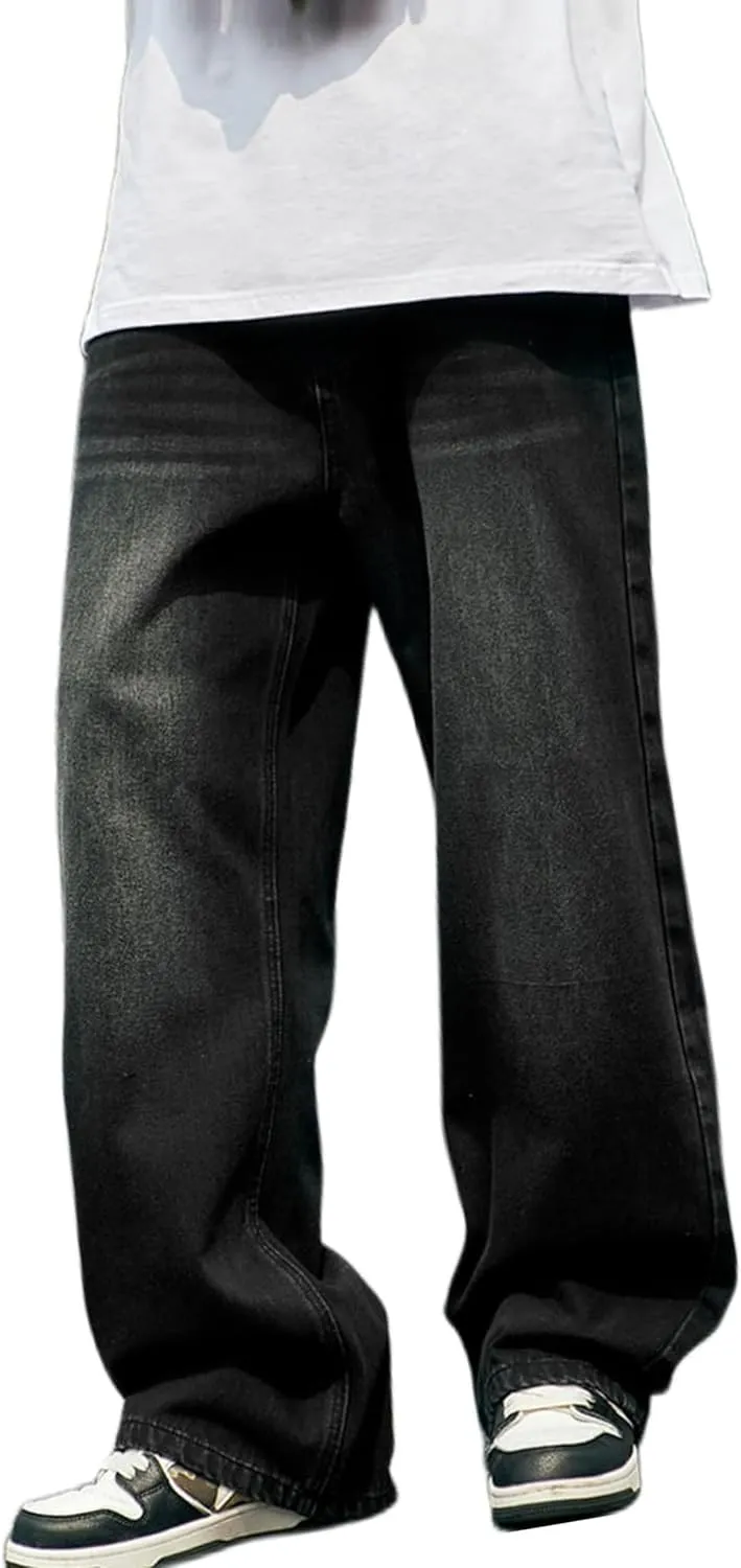 Y2k Baggy Jeans for Men Hip Hop Vintage Demin Pants Harajuku Plain Skater Jeans Loose Fit Dance Skateboard Pants