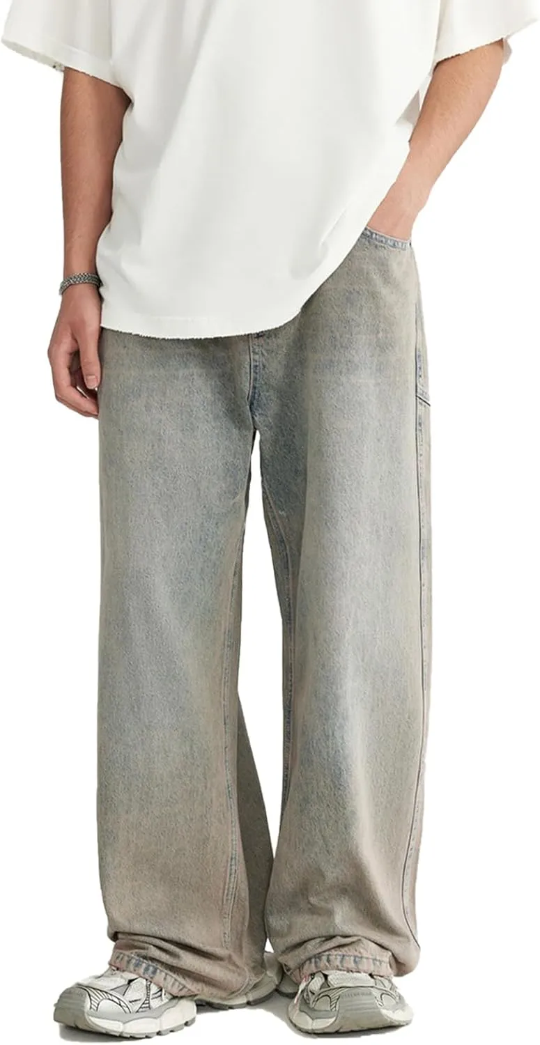 Y2k Baggy Jeans Men Vintage Hip Hop Style Skater Jeans Denim Loose Fit Dance Pants
