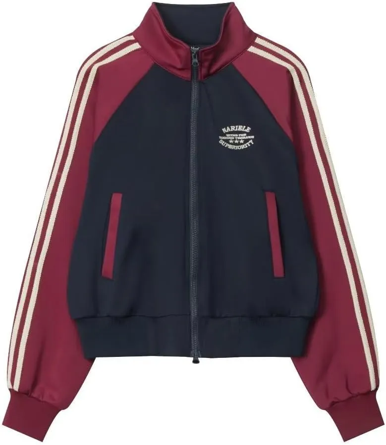Y2k Zip Up Retro Track Outwear Patchwork Cropped Jacket Women Korean Streetwear Gorpcore Stand Collar Stripe Jackets