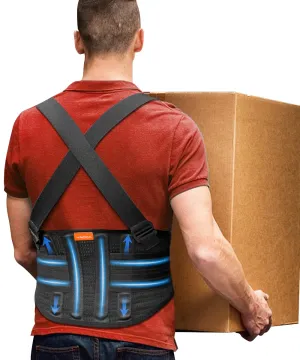 YACCA Work Back Brace with Removable Suspender Straps,Relieve Pain, for Heavy Lifting Safety,