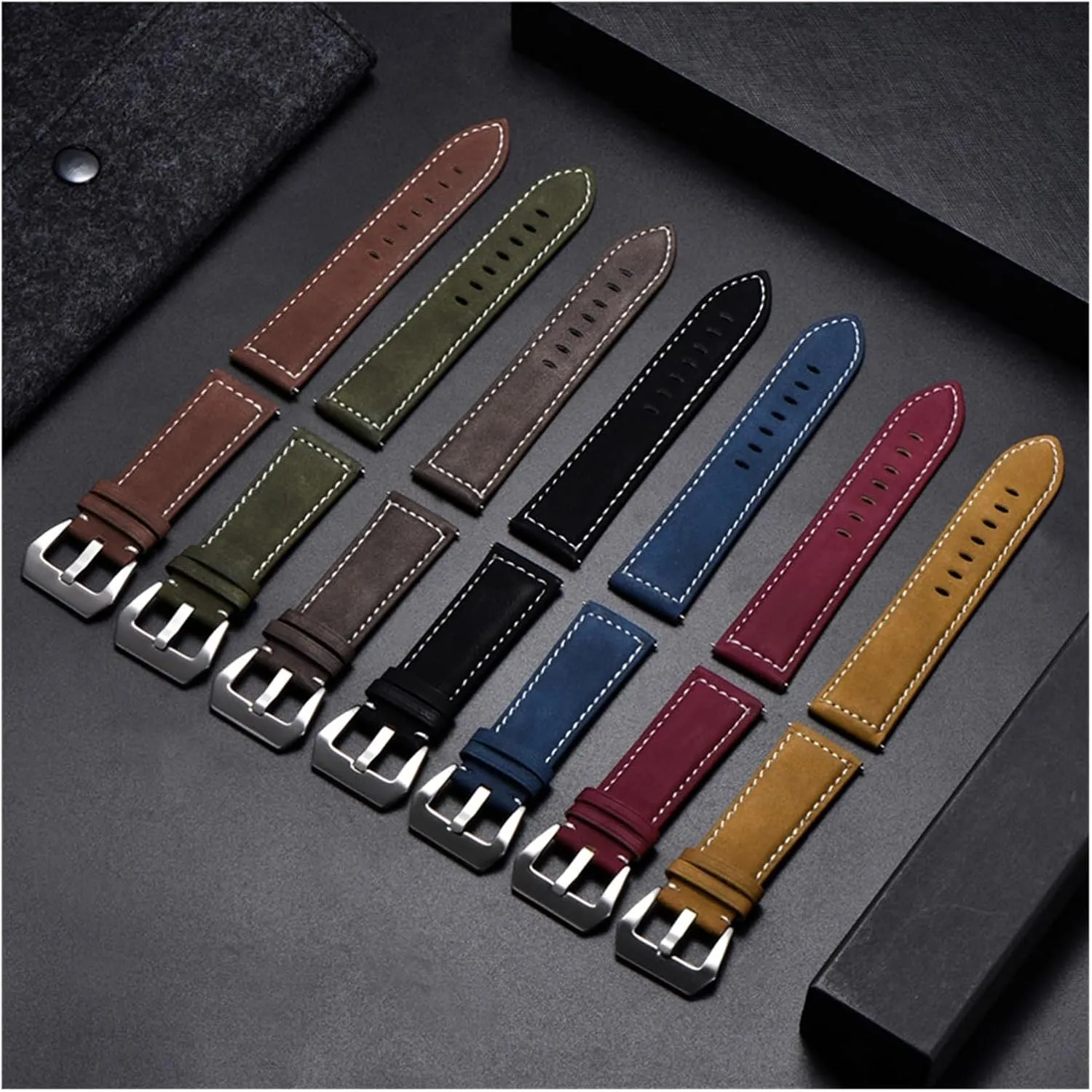 yaoqijie Vintage Matte Male Watchband 18mm 20mm 22mm 24mm Leather Men Strap Watch Accessories Luxury Watch Straps lasting