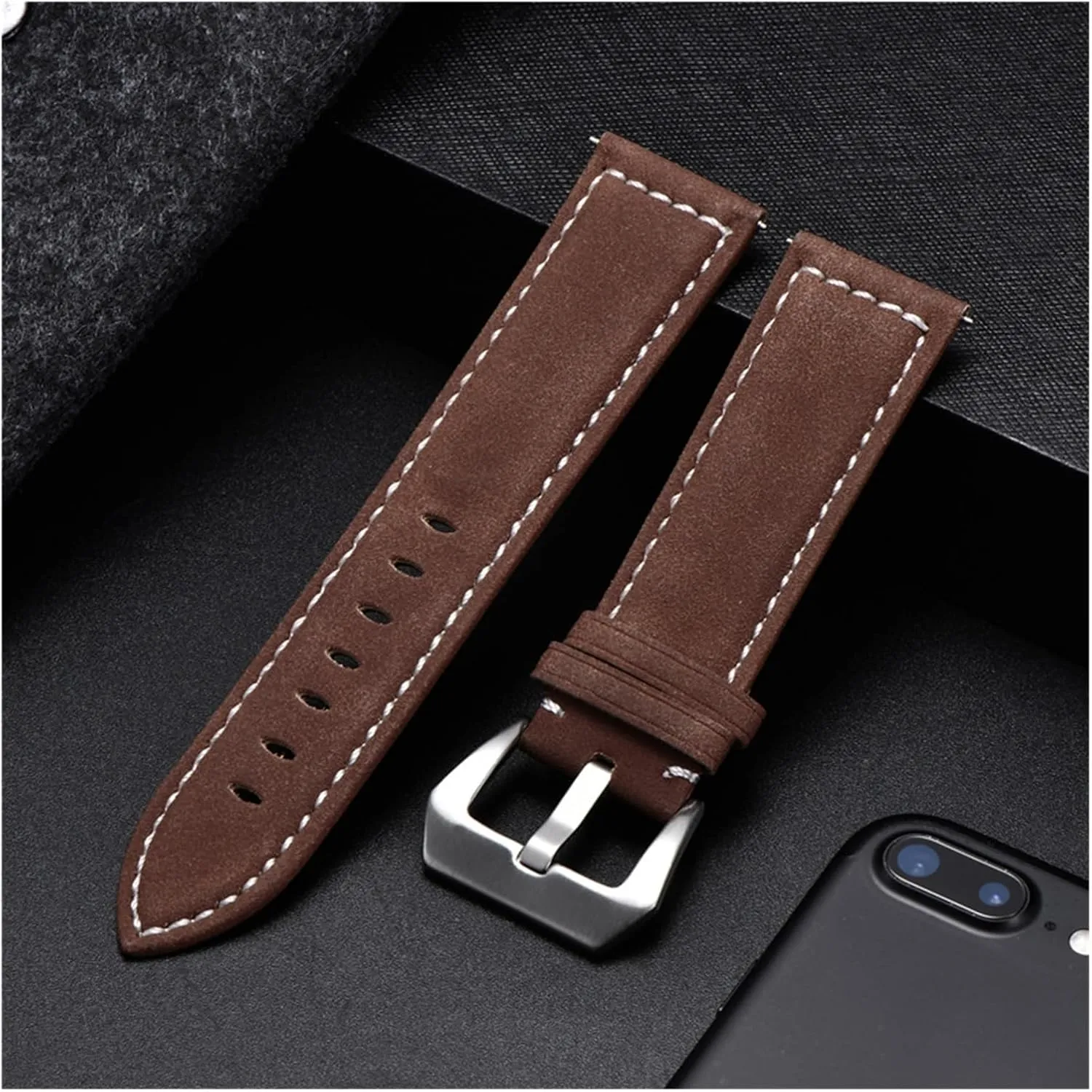 yaoqijie Vintage Matte Male Watchband 18mm 20mm 22mm 24mm Leather Men Strap Watch Accessories Luxury Watch Straps lasting