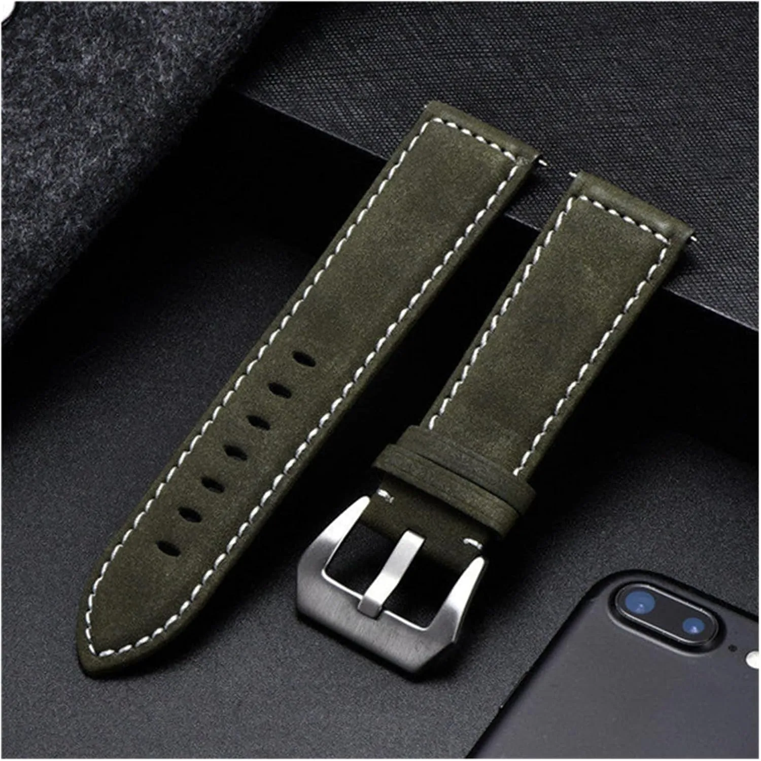 yaoqijie Vintage Matte Male Watchband 18mm 20mm 22mm 24mm Leather Men Strap Watch Accessories Luxury Watch Straps lasting