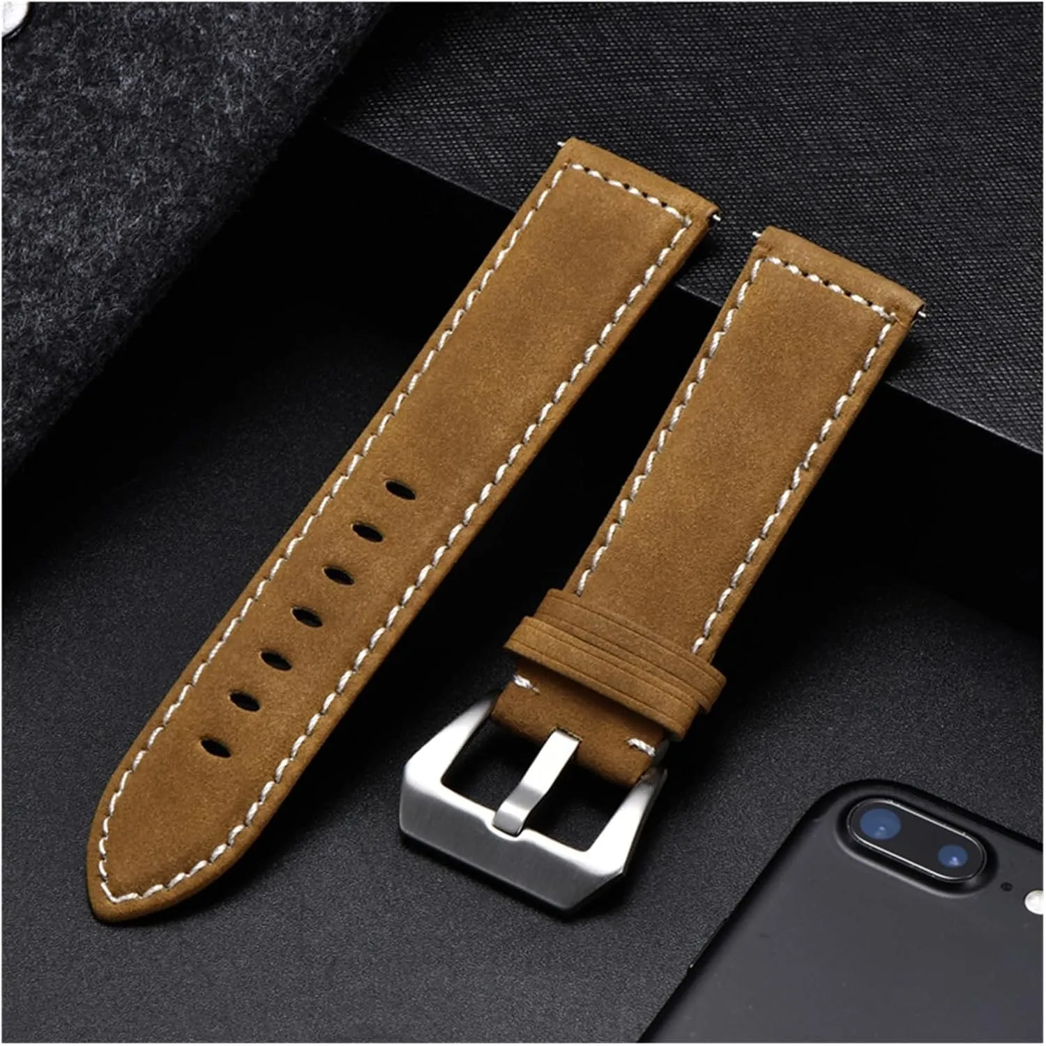yaoqijie Vintage Matte Male Watchband 18mm 20mm 22mm 24mm Leather Men Strap Watch Accessories Luxury Watch Straps lasting