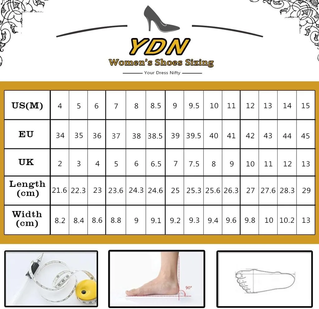 YDN Women's Peep Toe Sky High Heels Platform Pumps Ankle Straps Shoes Metal Stilettos Size 4-15 US