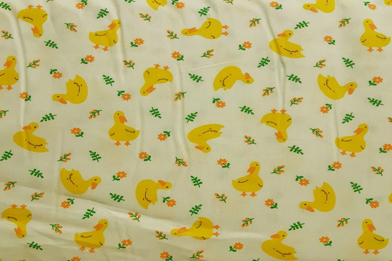 Yellow Ducks On Light Yellow Patchwork / Craft Fabric
