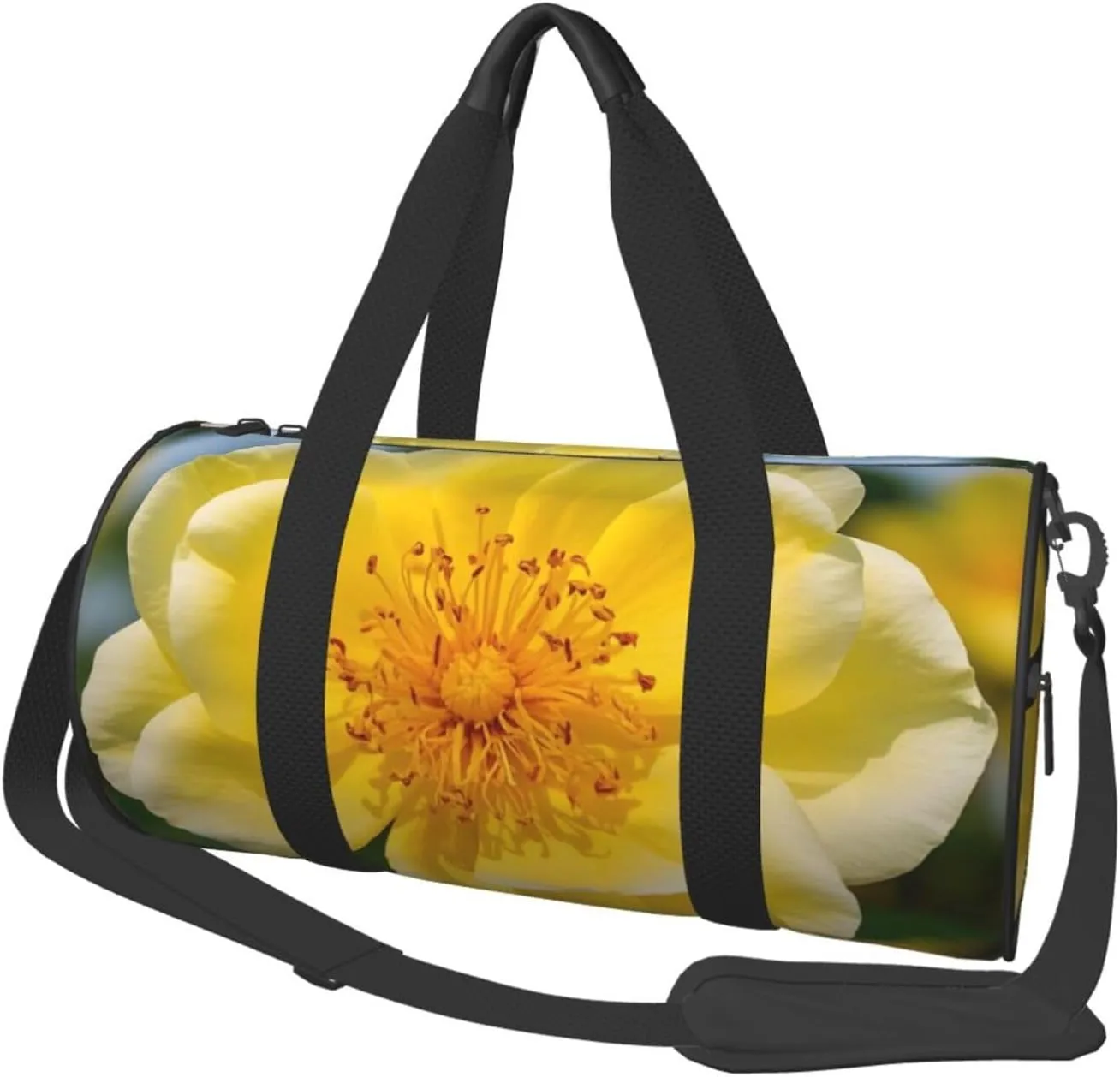 yellow roses Print Round Large Capacity Travel Luggage Bags,Men's and Women's Hand-Held Travel Clothing Bags