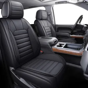YIERTAI for Chevy Chevrolet Silverado GMC Sierra Car Seat Covers Fit 2007-2023 2024 2025 1500/2500/3500HD Truck Waterproof Leather Crew Double Extended Cab Covers(5 PCS Full Set/Black)