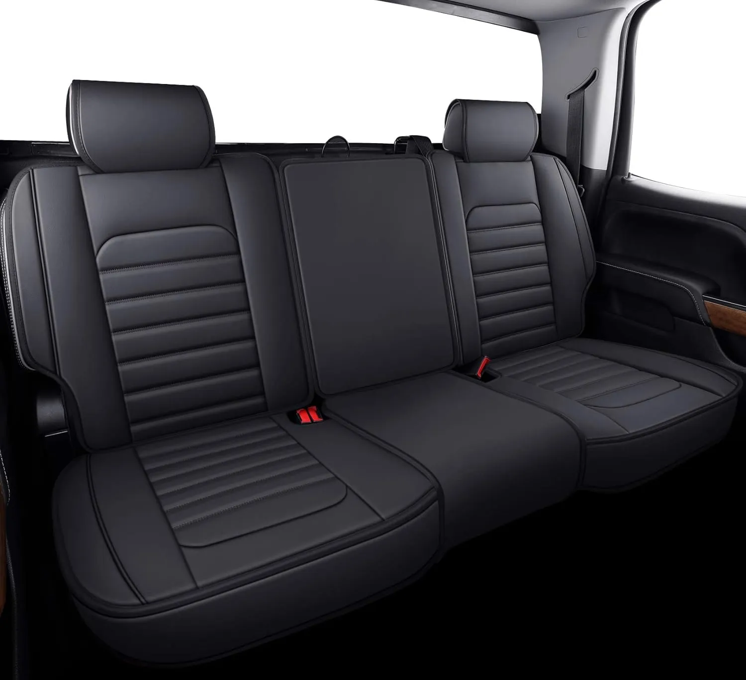 YIERTAI for Chevy Chevrolet Silverado GMC Sierra Car Seat Covers Fit 2007-2023 2024 2025 1500/2500/3500HD Truck Waterproof Leather Crew Double Extended Cab Covers(5 PCS Full Set/Black)